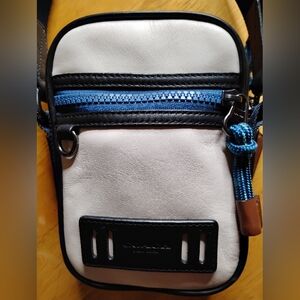 Coach Terrain Colorblock Cream And Black Leather Crossbody